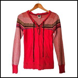 Vintage Free People Red sweater Kangaroo Pocket S Small